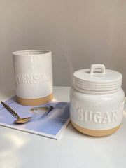 Rustic Pottery Letter Storage Jar, Kitchen Food Container - detail 2