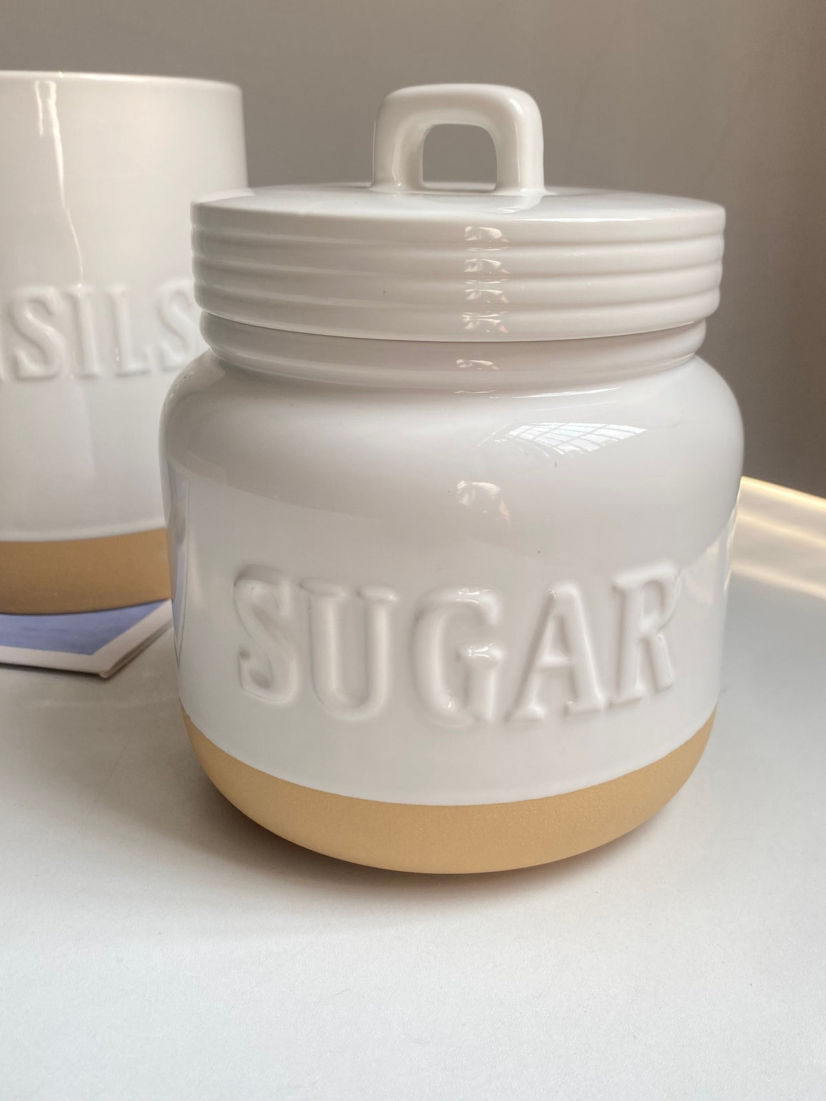 Rustic Pottery Letter Storage Jar, Kitchen Food Container - detail 3