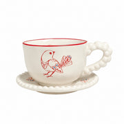 Beaded Bird Red Cup and Saucer Set, 160 ml, 1 Cup 1 Saucer - product view 1