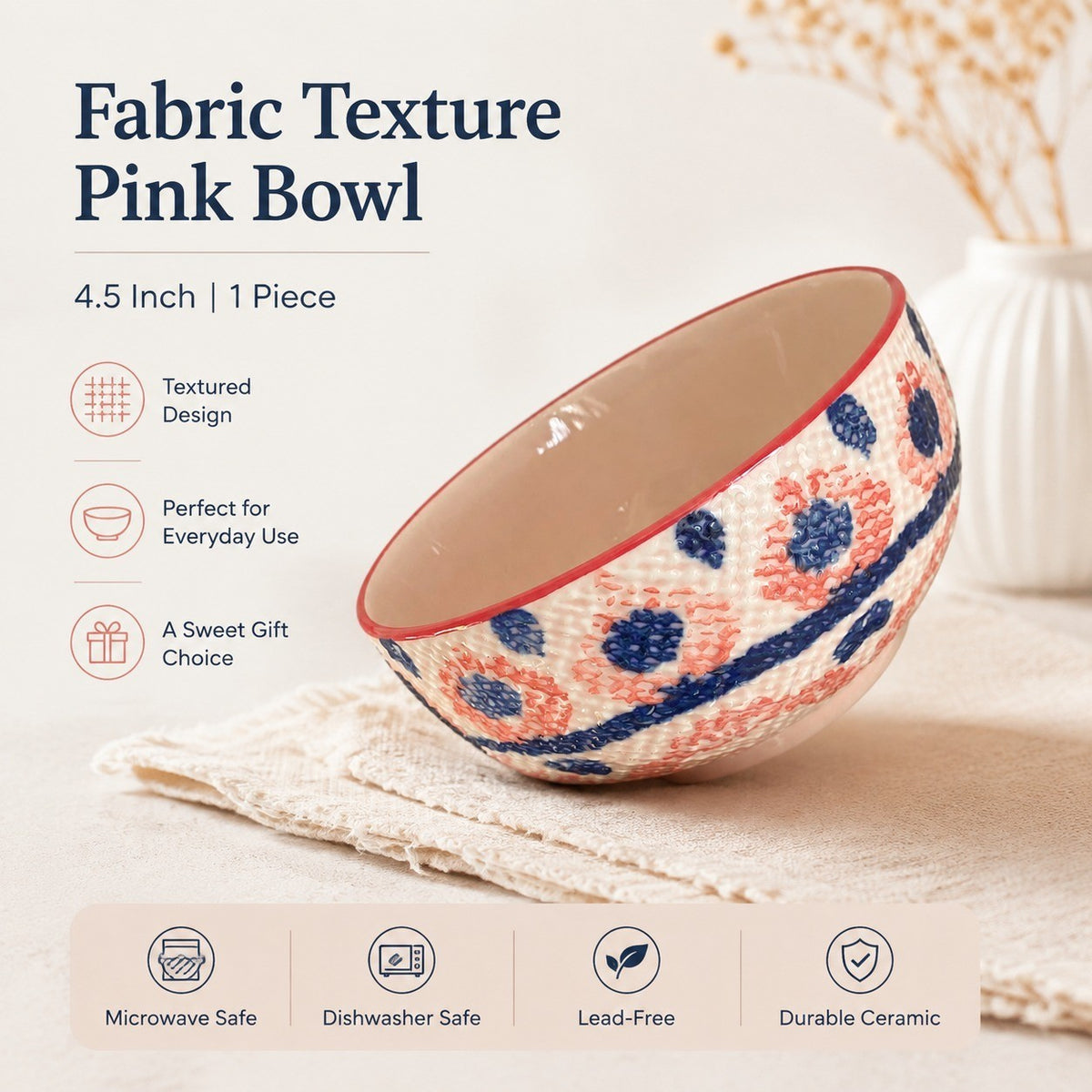5.5 Inch, Underglaze Decoration Ceramic Bowl - detail 1