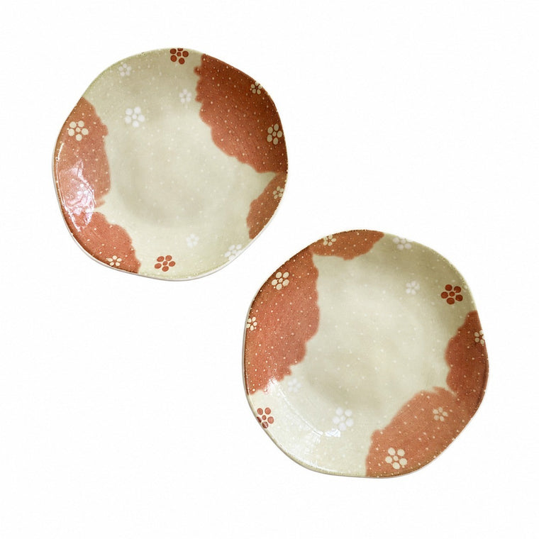 Floral Orange Pink Small Dish, Underglaze Decorative Plate - product view 1