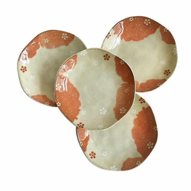 Floral Orange Pink Small Dish, Underglaze Decorative Plate - product view 2