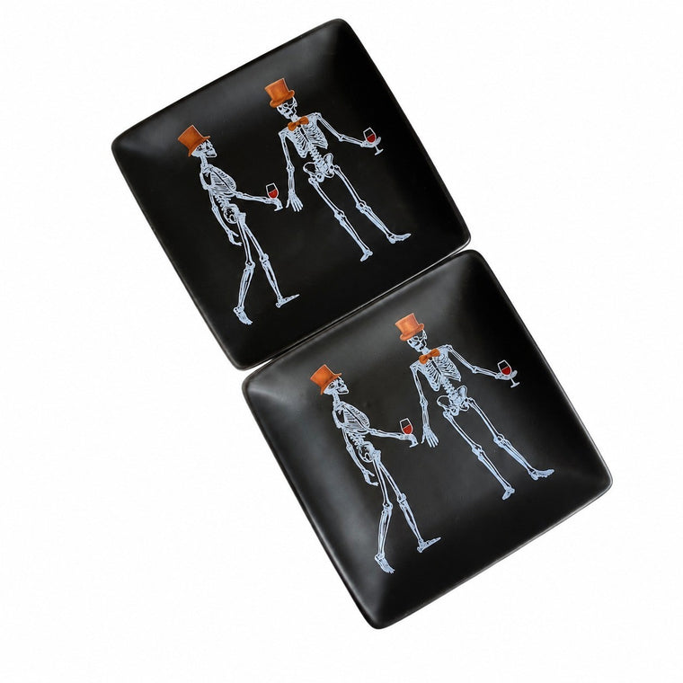 Skeleton Square Black Small Dish, Ceramic Plate - product view 2
