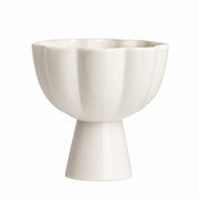 Scalloped Footed Small White Fruit Bowl, Ceramic Serving Dish - product view 1
