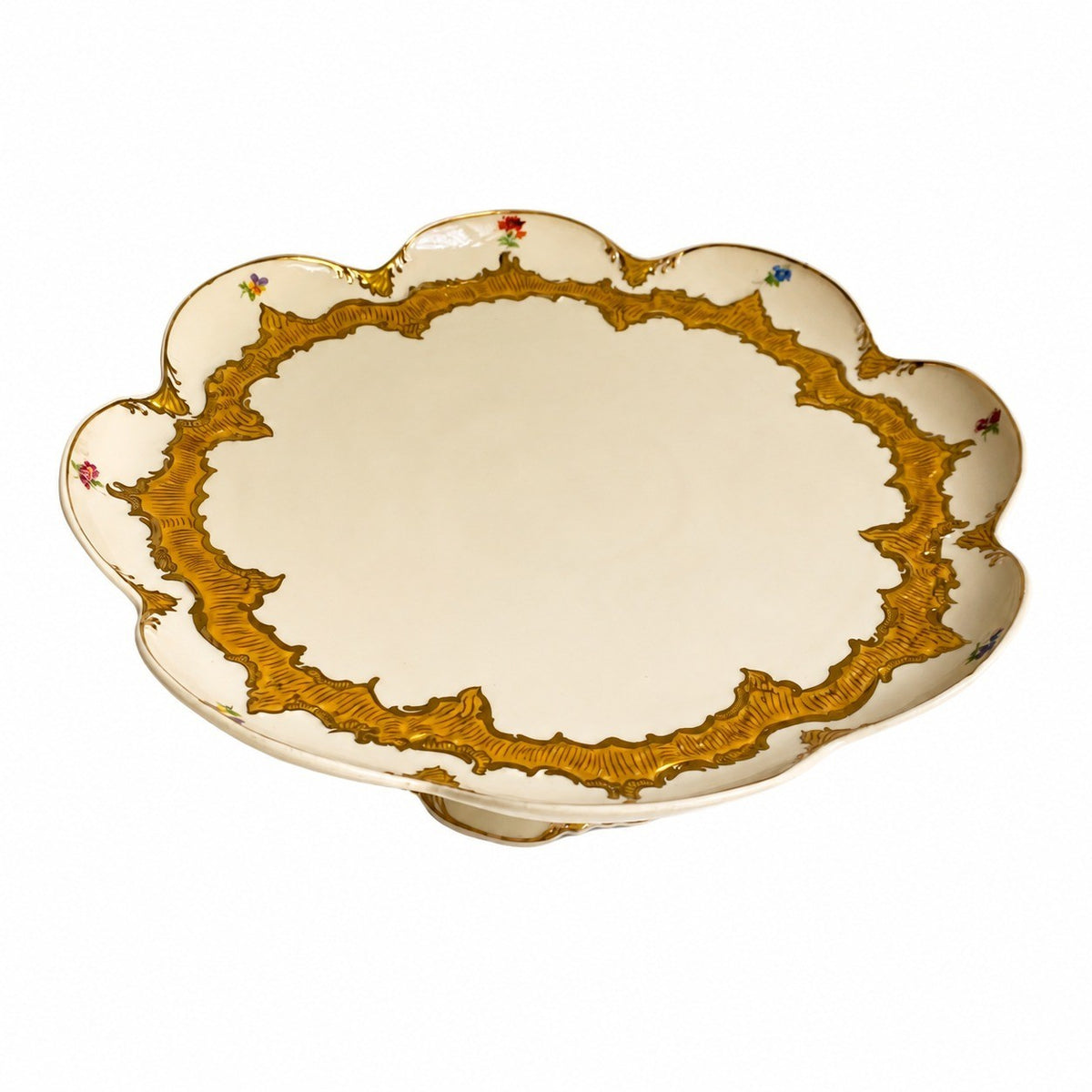 Ceramic Fruit Platter 12 Inch, Scalloped Rim Footed, 31 x 12.5 cm Serving Tray - product view 1