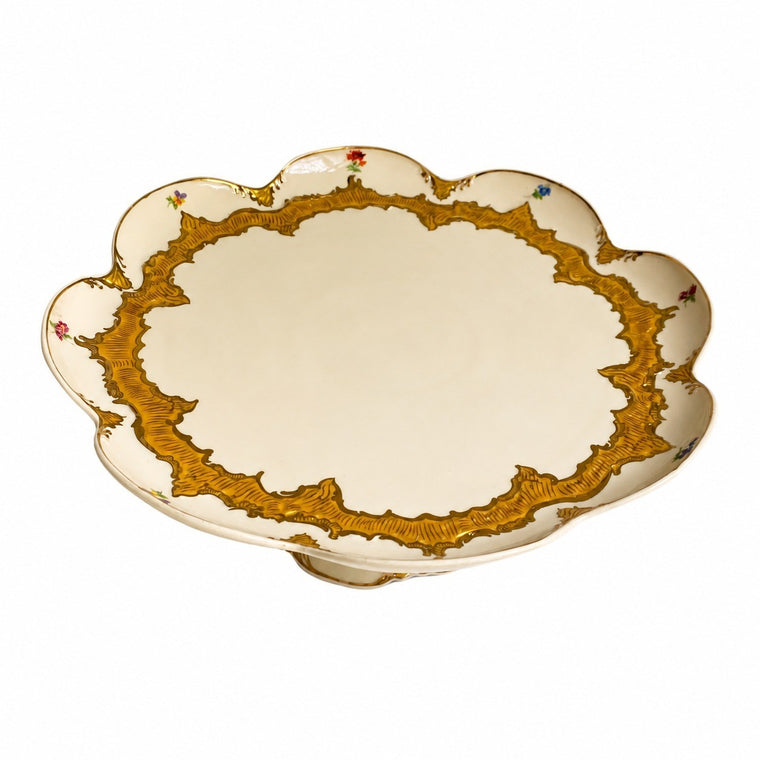 Ceramic Fruit Platter 12 Inch, Scalloped Rim Footed, 31 x 12.5 cm Serving Tray - product view 1