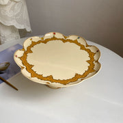 Ceramic Fruit Platter 12 Inch, Scalloped Rim Footed, 31 x 12.5 cm Serving Tray - detail 1