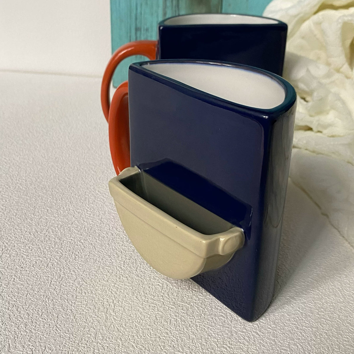 270 ml Ceramic Cup, Blue Pocket Design, Coffee Tea Mug - detail 2