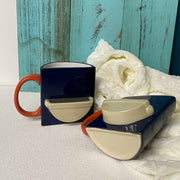 270 ml Ceramic Cup, Blue Pocket Design, Coffee Tea Mug - detail 3