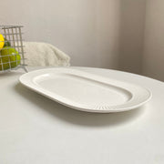 White Oval Platter 14 Inch, 35.5 x 19.5 x 2.5 cm Serving Dish - detail 3