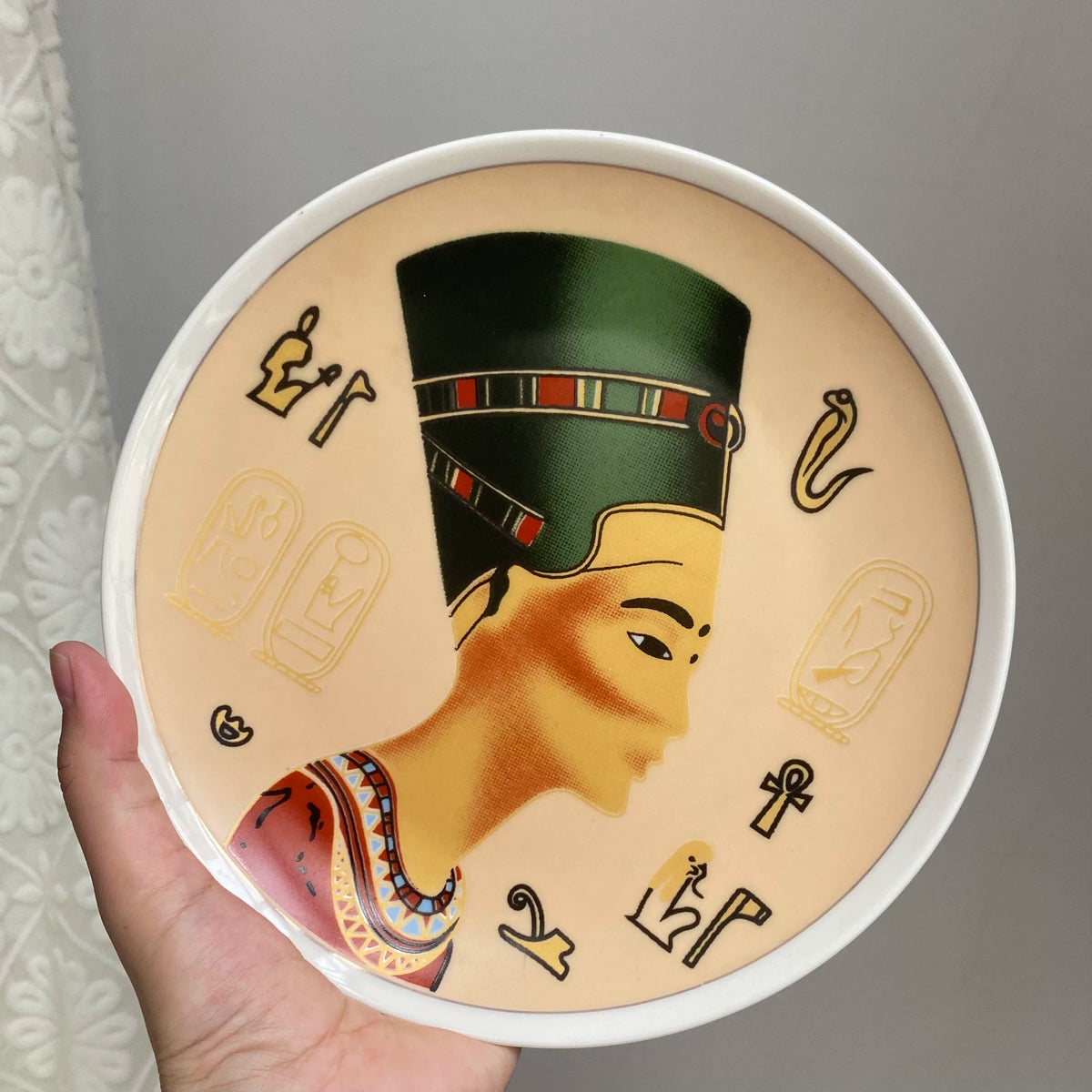 Egyptian Totem Ceramic Plate, 7.5 Inch, Decorative Dinnerware - detail 1