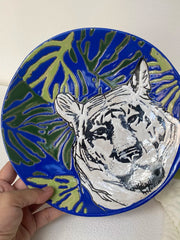 Ceramic Plate 20 x 3 cm, White Tiger Design, Decorative Dinnerware - detail 1