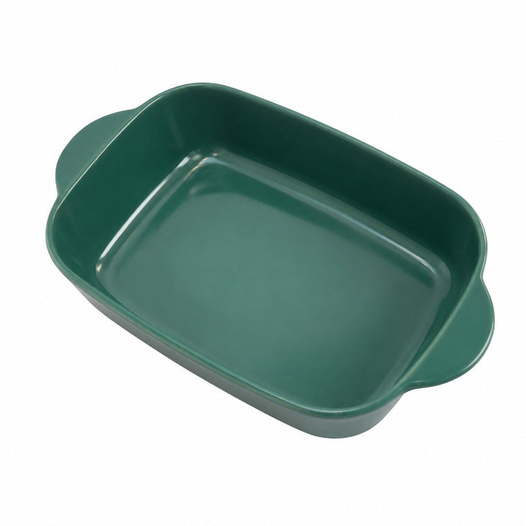 Two-Handled Solid Green Baking Dish, 24 x 14 x 4.3 cm, Ceramic Oven Pan - product view 1