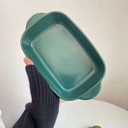 Two-Handled Solid Green Baking Dish, 24 x 14 x 4.3 cm, Ceramic Oven Pan - detail 1