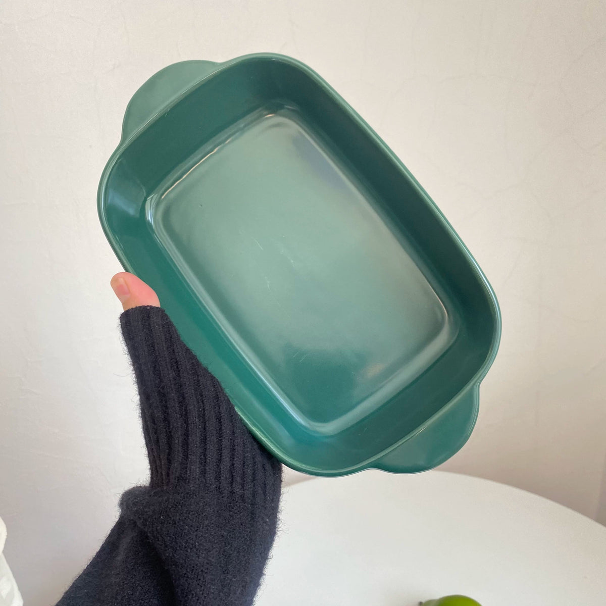 Two-Handled Solid Green Baking Dish, 24 x 14 x 4.3 cm, Ceramic Oven Pan - detail 1