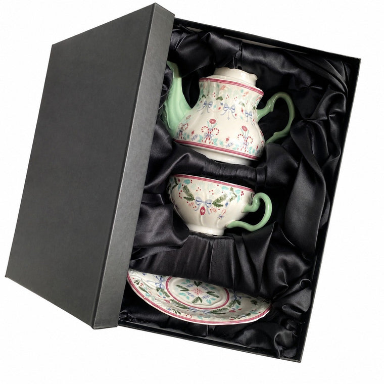 Ceramic Pot with Green Handle, Small Main Pot Gift Set Pitcher - product view 1