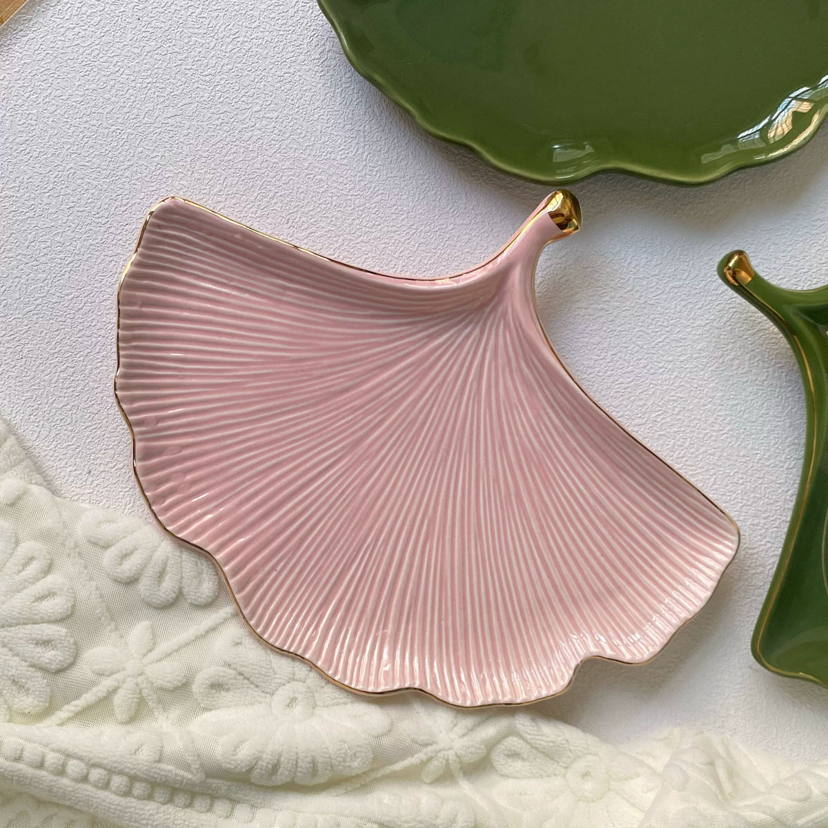 Green Ceramic Plate, Plain Texture, Dinnerware - detail 2