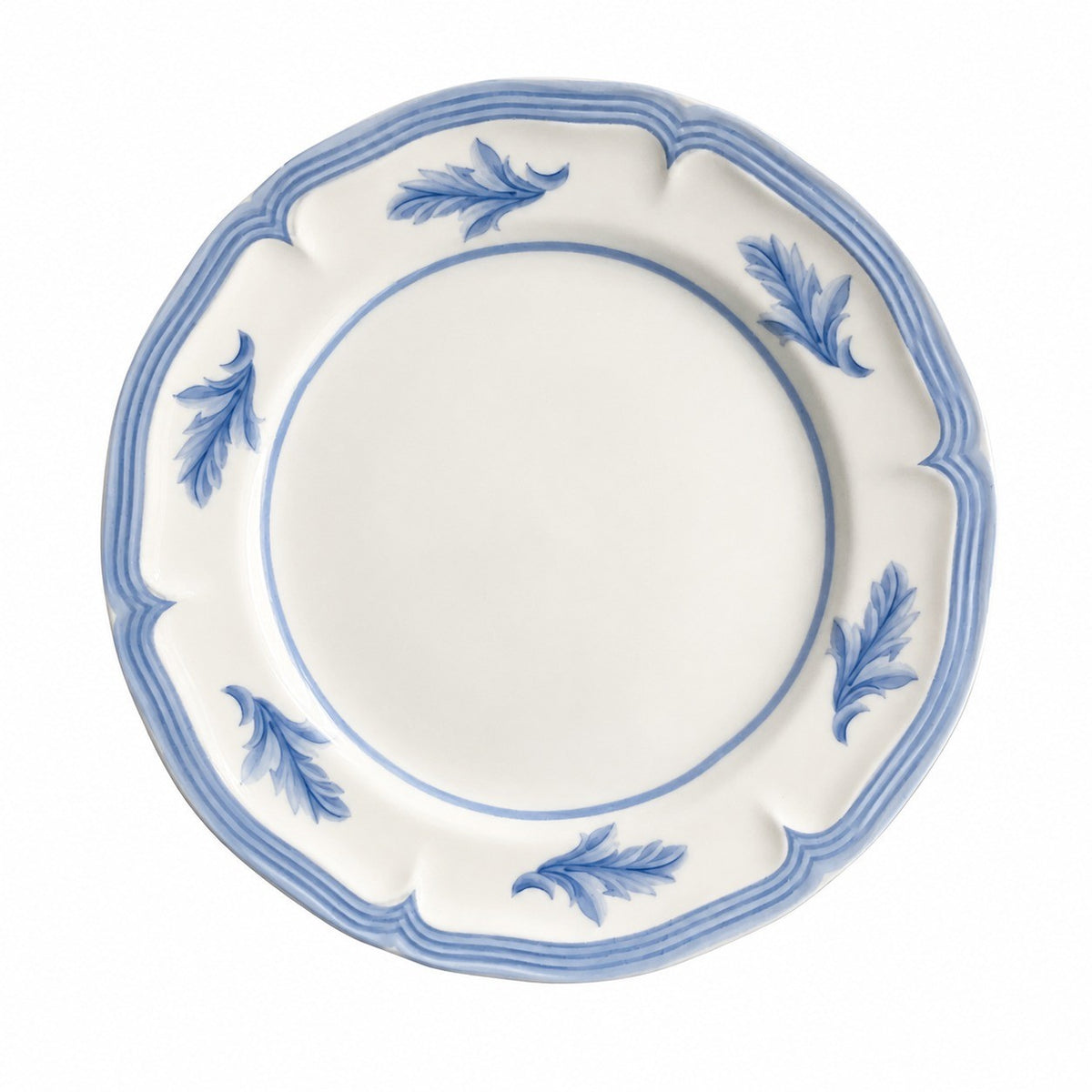8 Inch Ceramic Plate, Blue and White Feather Design, Dinnerware - product view 1