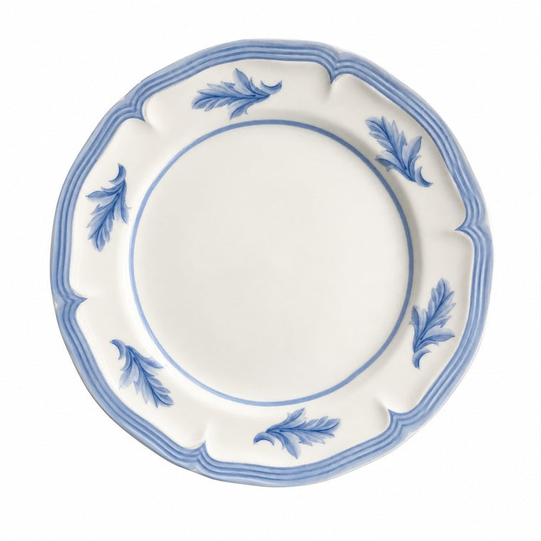 8 Inch Ceramic Plate, Blue and White Feather Design, Dinnerware - product view 1
