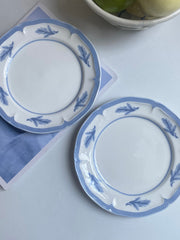 8 Inch Ceramic Plate, Blue and White Feather Design, Dinnerware - detail 2