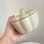 Ceramic Lidded Stew Cup, Matte Pumpkin, Soup Pot with Lid - detail 1