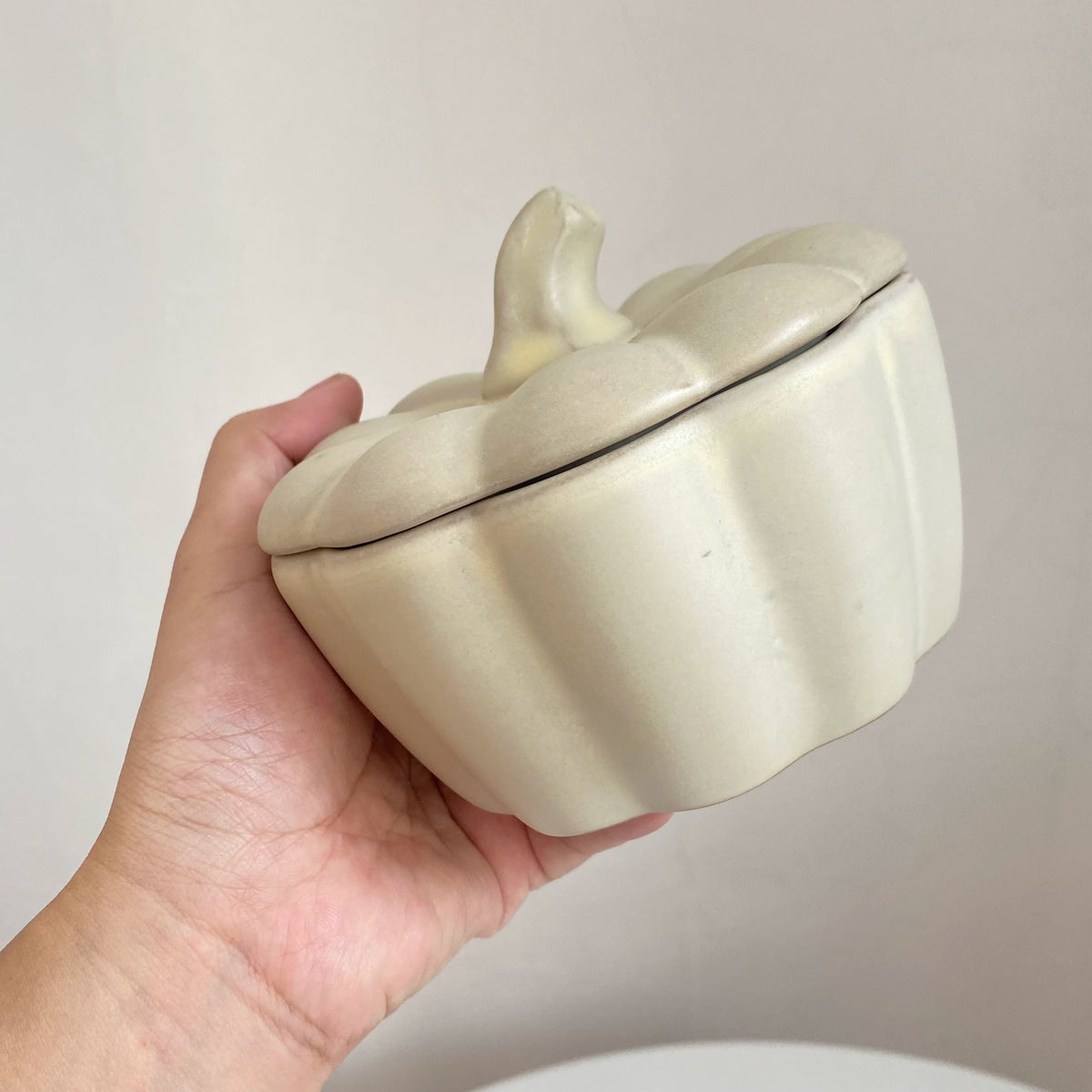 Ceramic Lidded Stew Cup, Matte Pumpkin, Soup Pot with Lid - detail 1