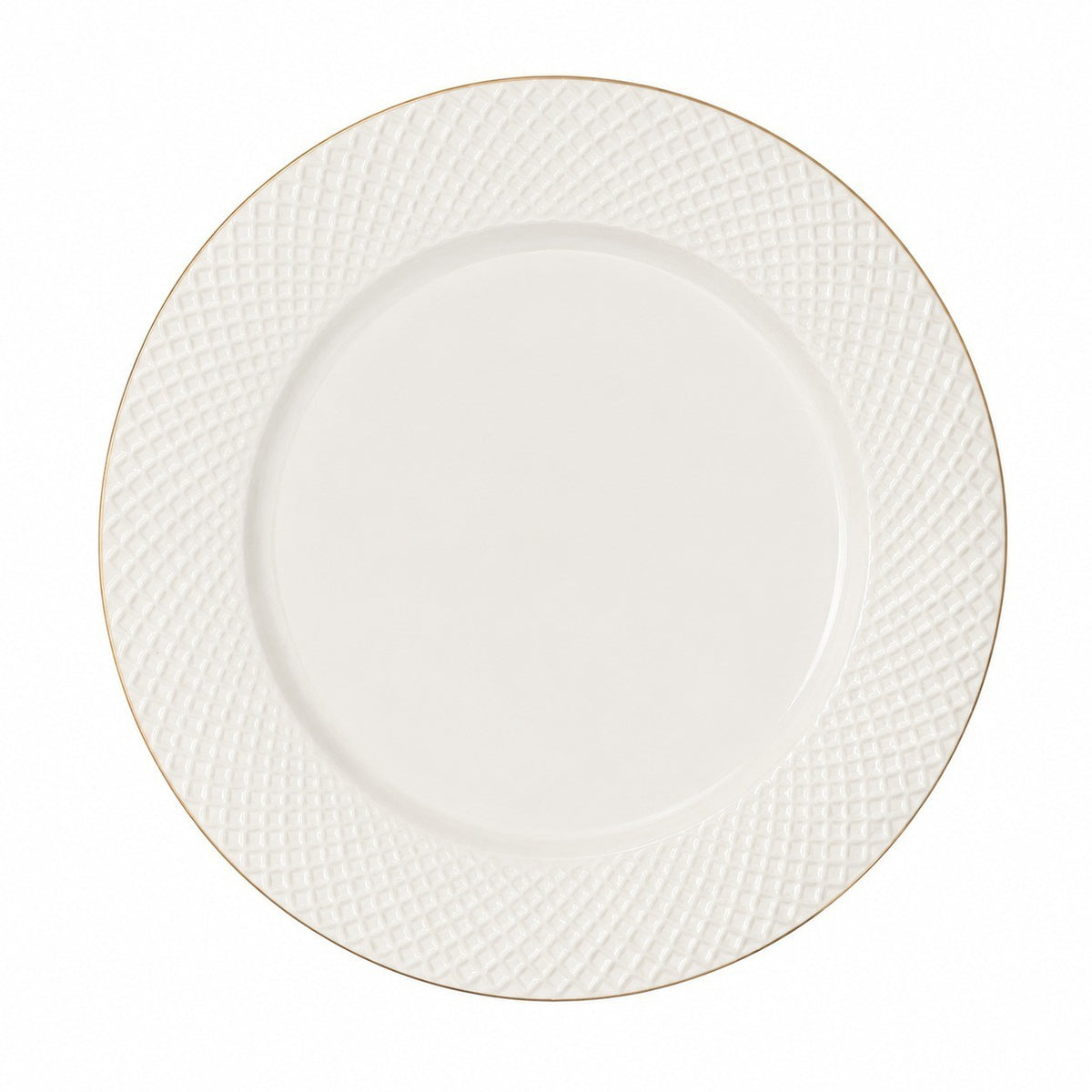10 Inch Ceramic Plate, Gold Rim Diamond Embossed, Elegant Dinnerware - product view 1