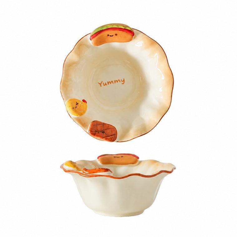 Underglaze Porcelain Plate 9 Inch, Fried Shrimp Design Dinnerware Set - product view 2