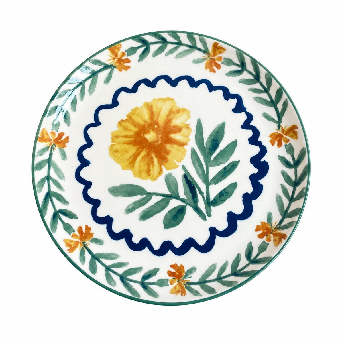 8 Inch Ceramic Plate, Oil Painting Chrysanthemum, Decorative Dinnerware - product view 1