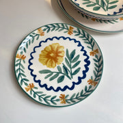8 Inch Ceramic Plate, Oil Painting Chrysanthemum, Decorative Dinnerware - detail 1
