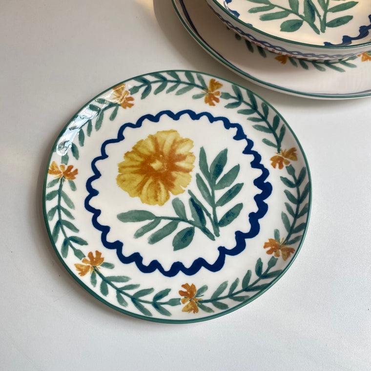 8 Inch Ceramic Plate, Oil Painting Chrysanthemum, Decorative Dinnerware - detail 1