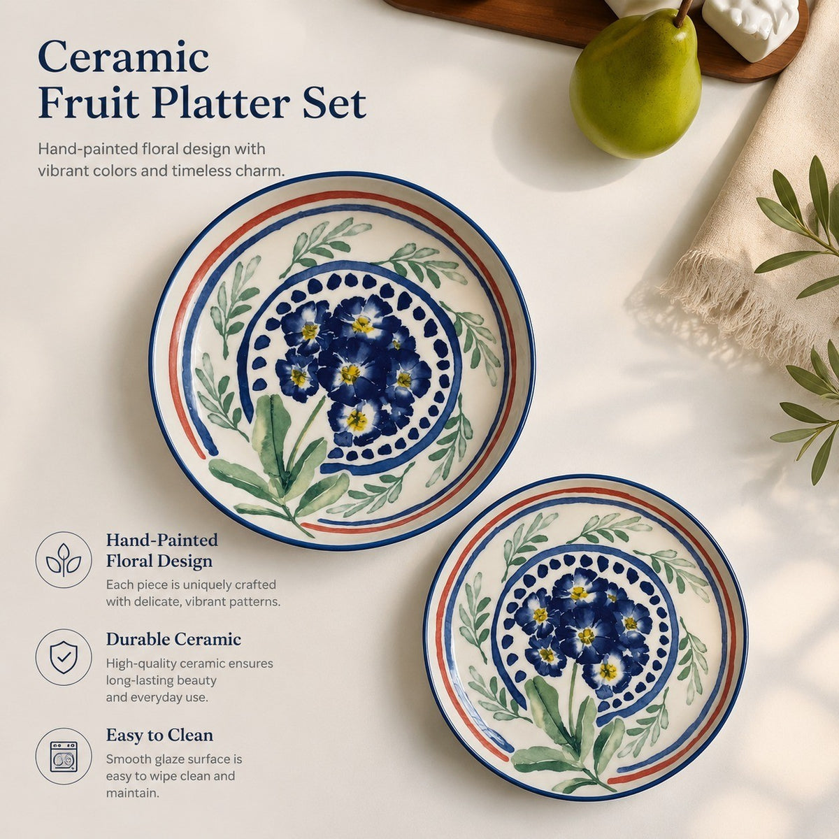 8 Inch Ceramic Plate, Oil Painting Chrysanthemum, Decorative Dinnerware - detail 2