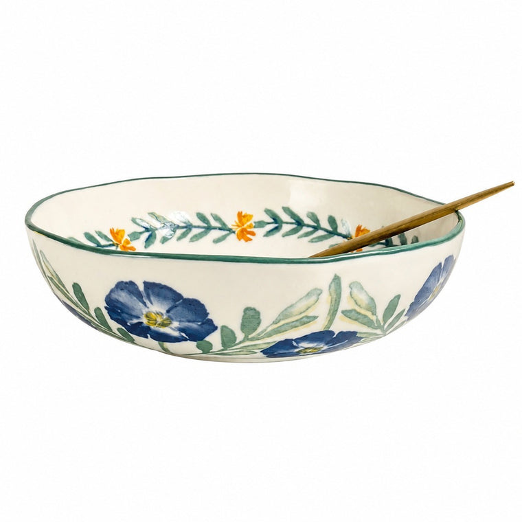 Large Ceramic Soup Bowl 10.5 Inch, Oil-Painting Chrysanthemum, Underglaze Decorative - product view 1