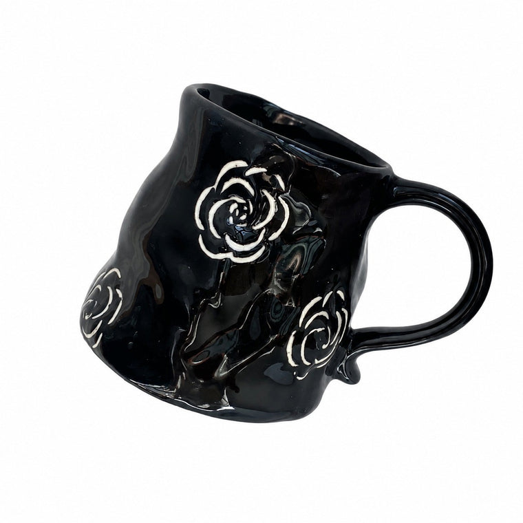 Black Monogram Ceramic Cup, 350 ml, Drinkware - product view 1