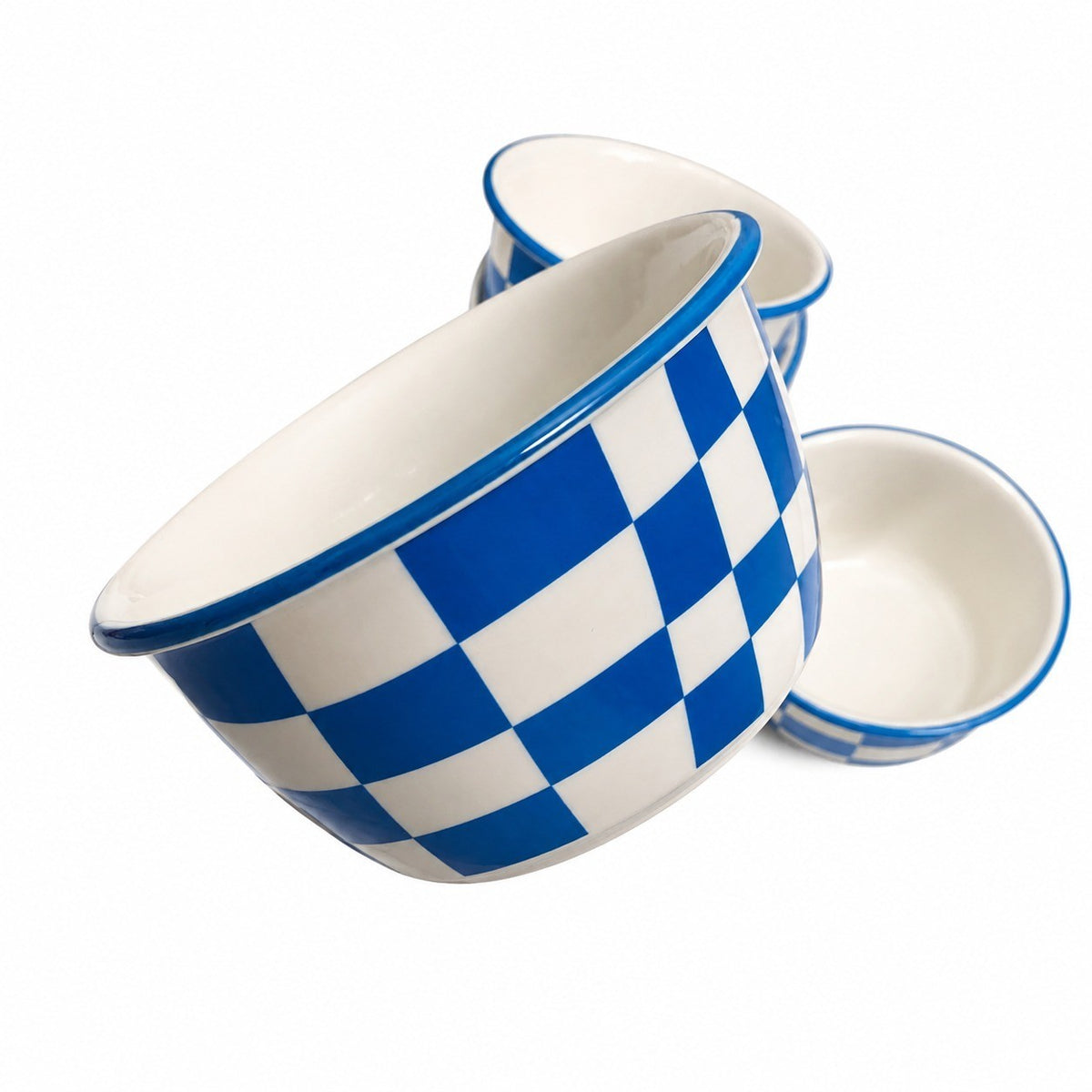 Ceramic Bowl, Blue and White Check, 11.8 cm - product view 2