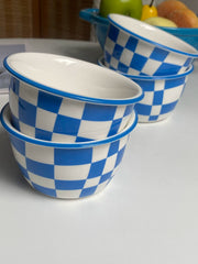 Ceramic Bowl, Blue and White Check, 11.8 cm - detail 2