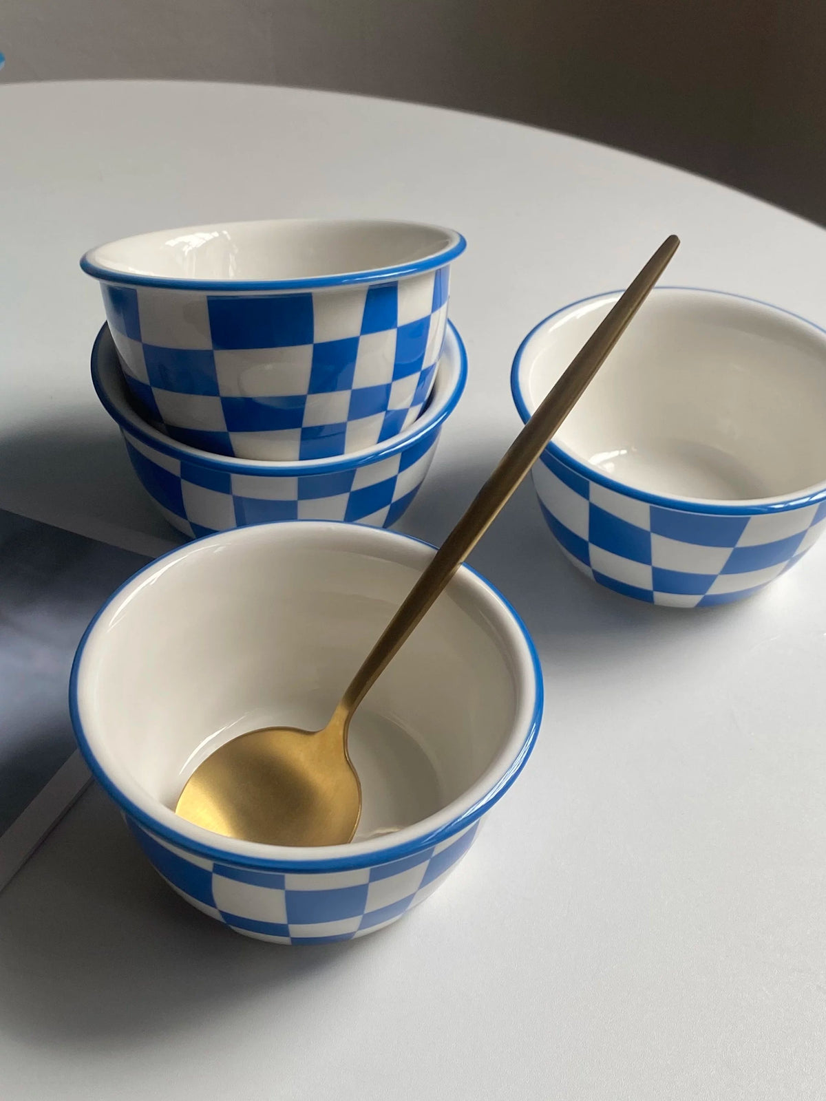 Ceramic Bowl, Blue and White Check, 11.8 cm - detail 3
