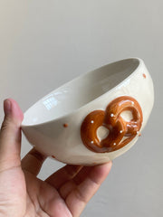 Ceramic Bowl with Blue Rim and Beaded Relief, 6 Inch - detail 2