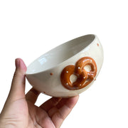 Ceramic Bowl with Blue Rim and Beaded Relief, 6 Inch - product view 2