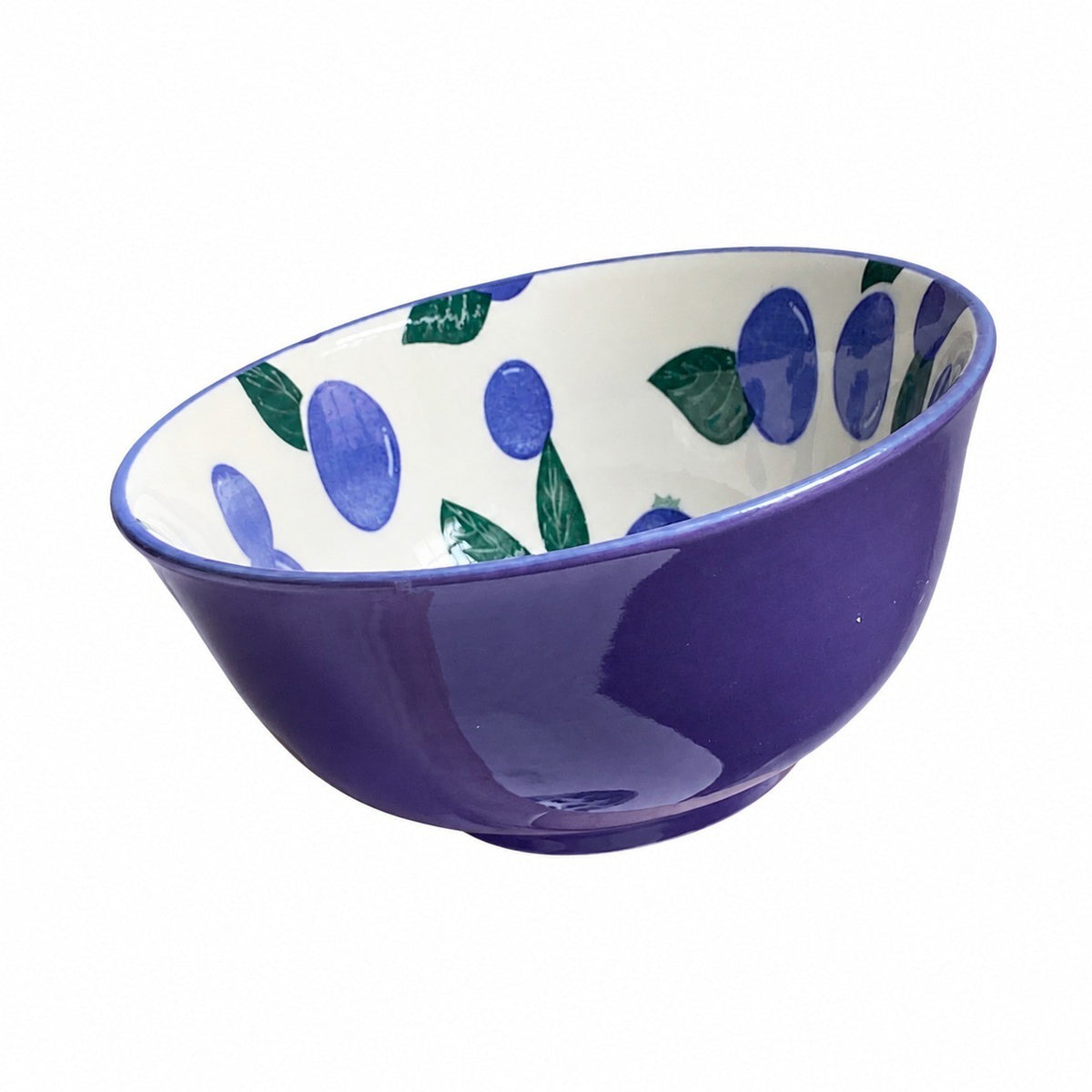 Blueberry Ceramic Bowl, Underglaze Decorated - product view 2