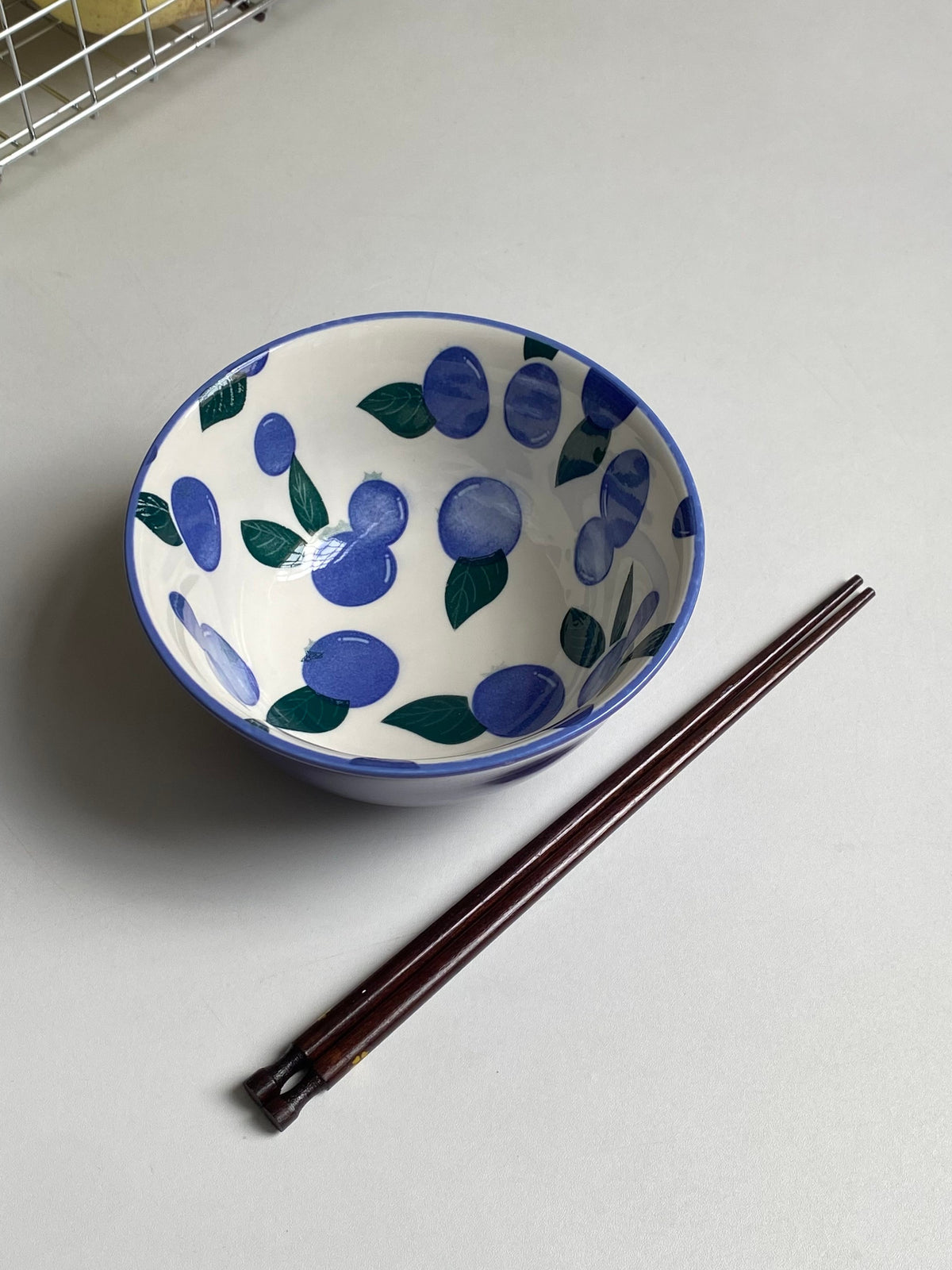 Blueberry Ceramic Bowl, Underglaze Decorated - detail 3