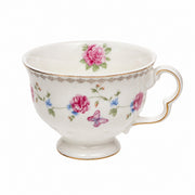 Ceramic Cup Red Blue Floral Vine 250 ml, Gold Painted Detailing - product view 1