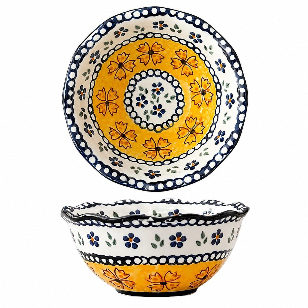 Underglaze Porcelain Floral Bowl, 5.2 Inch, Hand-Painted - product view 11