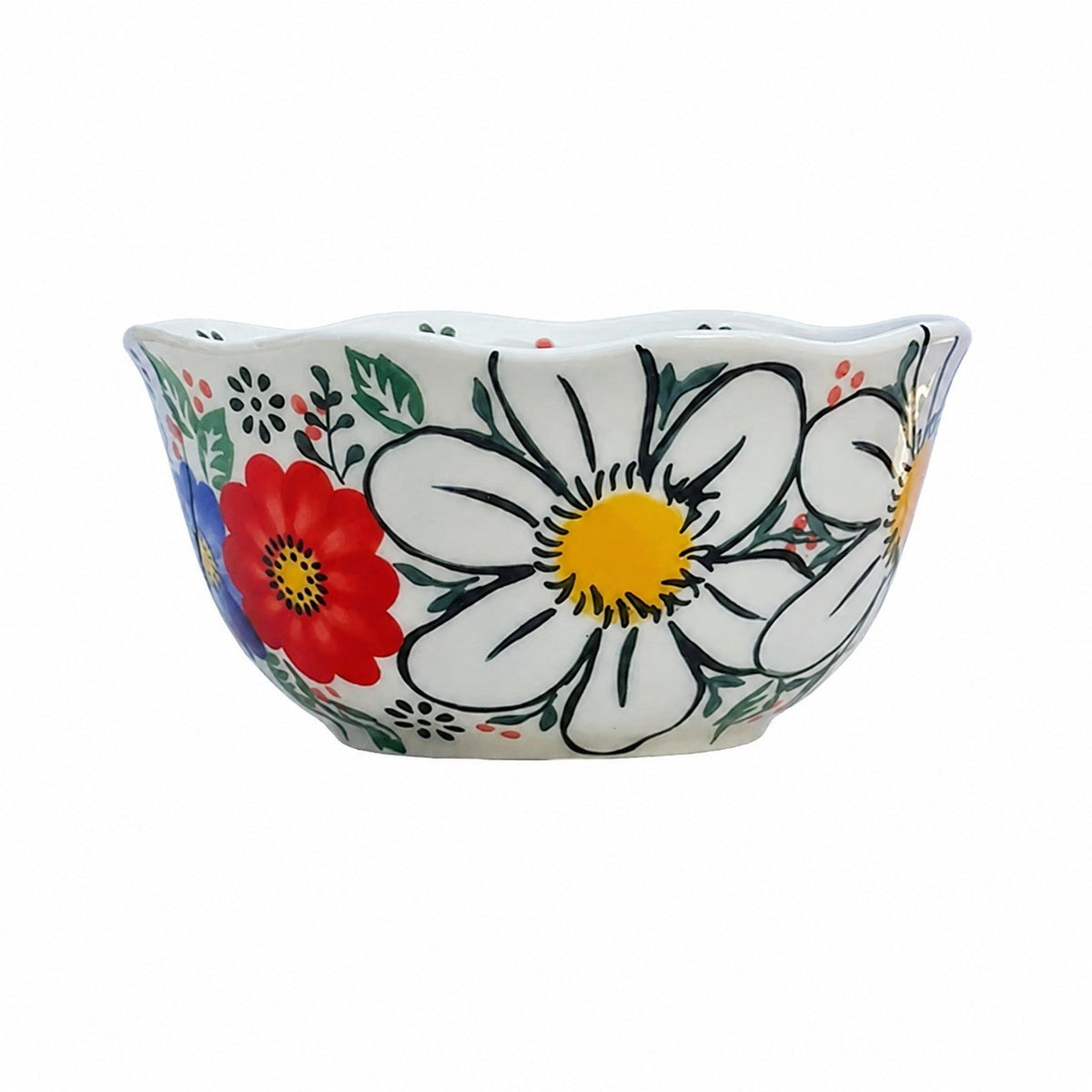 Underglaze Porcelain Floral Bowl, 5.2 Inch, Hand-Painted - product view 7