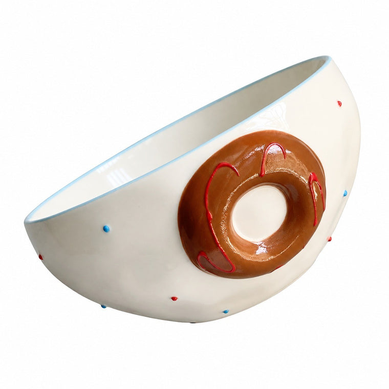 Ceramic Bowl with Blue Rim and Beaded Relief, 6 Inch - product view 1