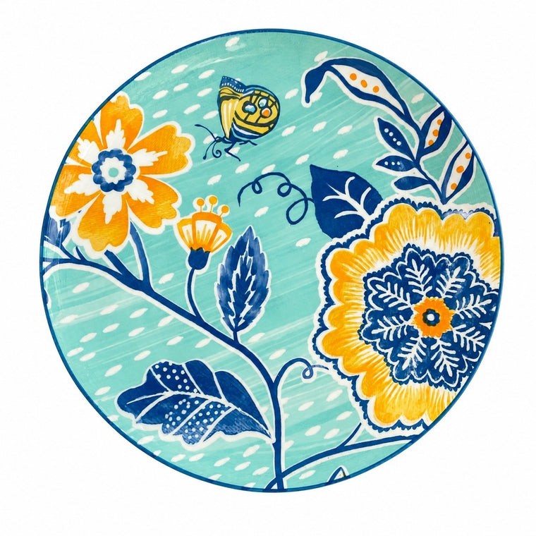 Blue Summer Flowers Ceramic Plate 7.8 Inch, Underglaze Decorative Dinnerware - product view 2
