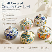 Small Covered Ceramic Stew Bowl, Hand-Painted - detail 1