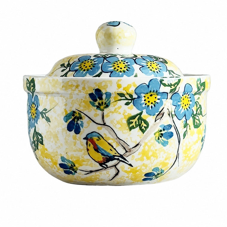 Small Covered Ceramic Stew Bowl, Hand-Painted - product view 1