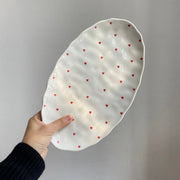 Ceramic Oval Platter 12 Inch, Small Heart Underglaze Decorative Serving Dish - detail 1