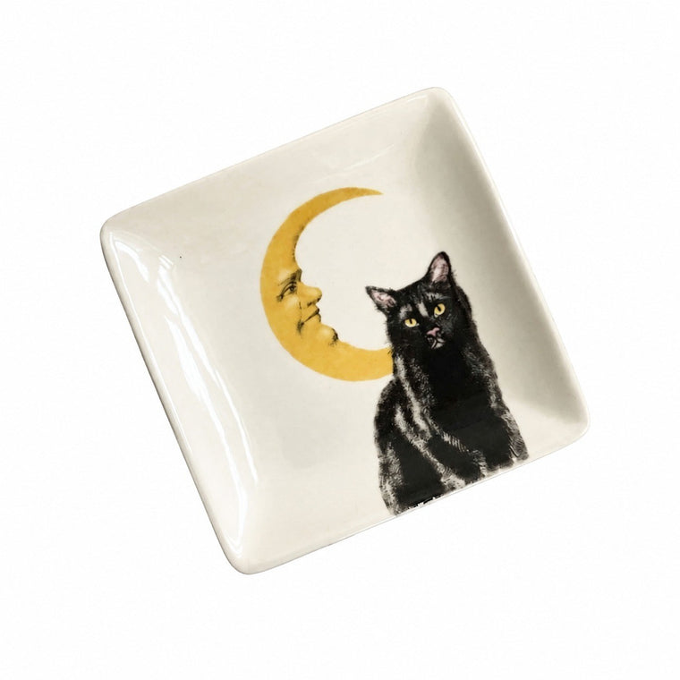 Black Cat Square Small Dish, Ceramic Decorative Plate - product view 1